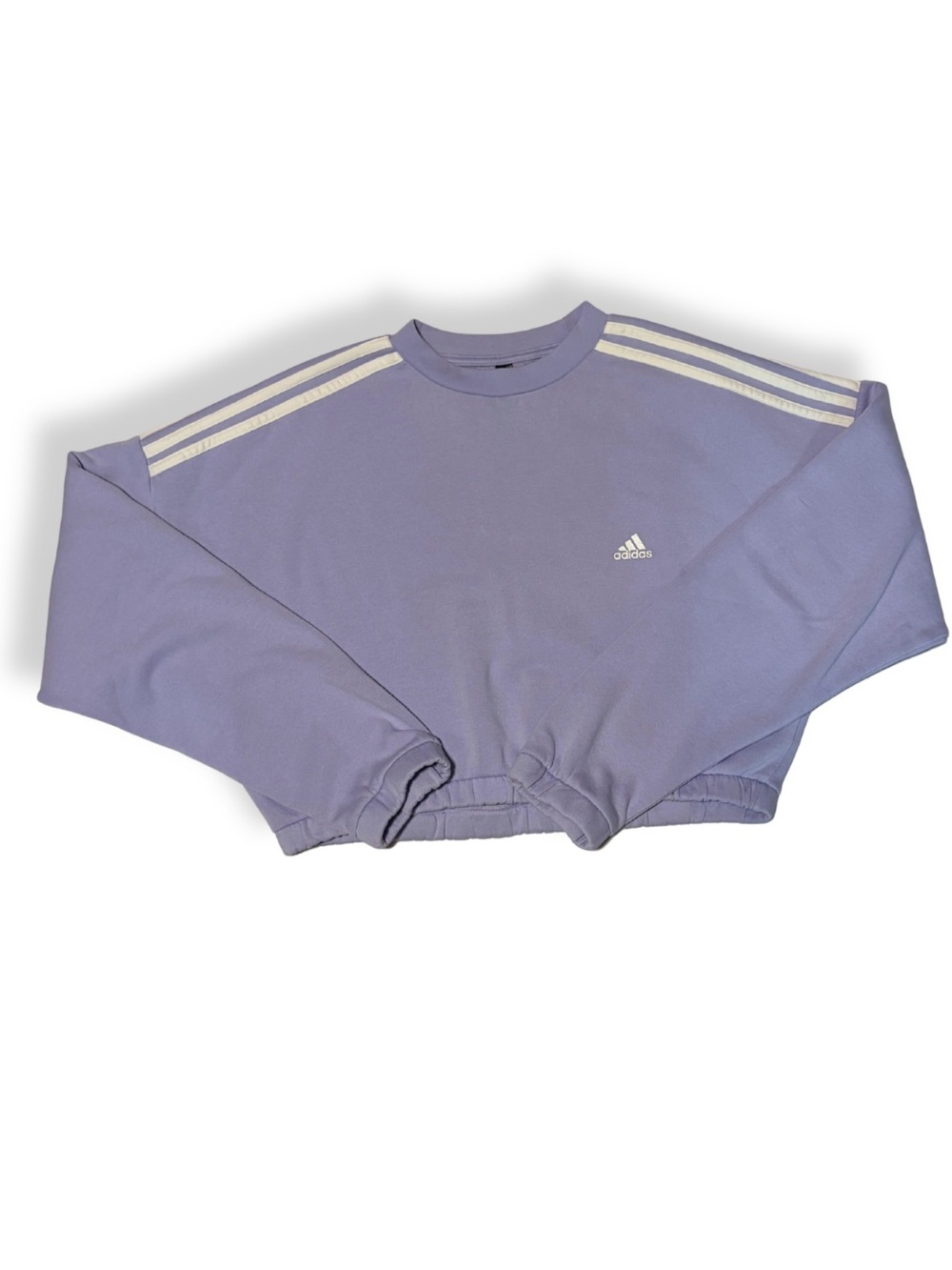 Adidas Hyperglam Crop Crew in Lavender with White Stripes